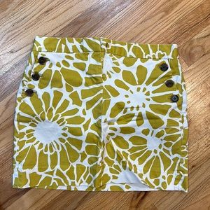 Beautiful, green and white jcrew skirt with buttons